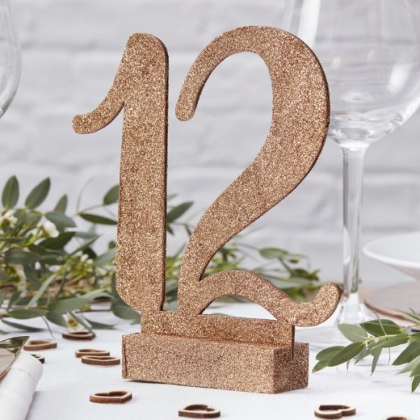 12 Märchenhochzeit Glitzer Tischnummern 2