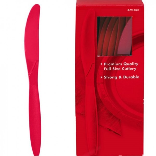 100 Kunststoff Messer rot