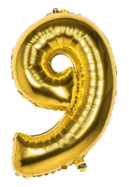 Goldener Zahl 9 Folienballon 86cm