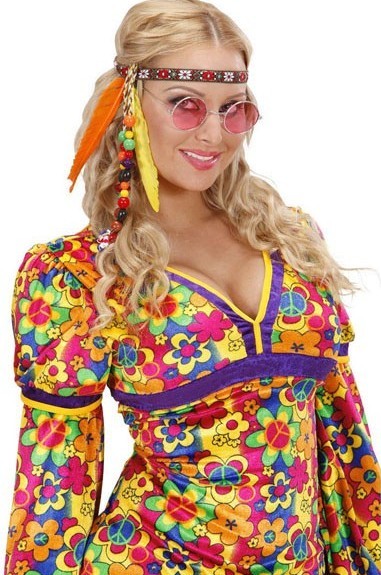 Buntes Hippie Stirnband mit Federn und Perlen