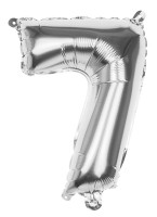 Folienballon Zahl 7 silber metallic 36cm