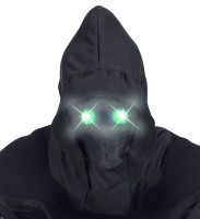 Gesichtslose Maske mit grün leuchtenden Augen