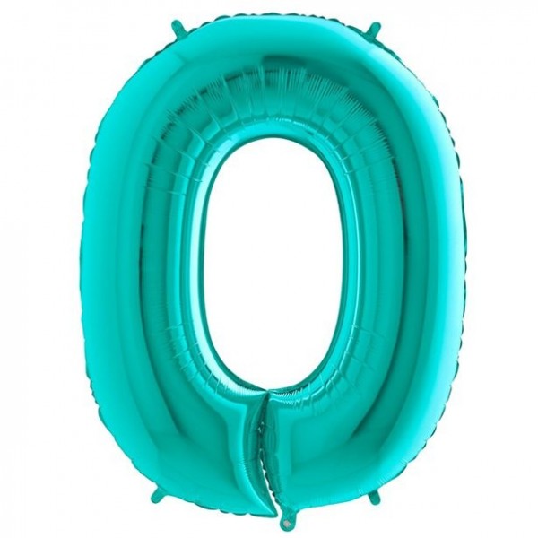 Zahl 0 Folienballon mintgrün 102cm