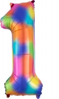 Regenbogen Zahl 1 Folienballon