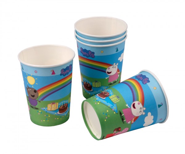 6 Peppa Wutz Regenbogen Becher 200ml