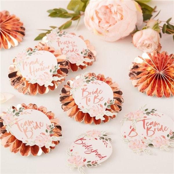 6 Rosy Bride Anstecknadeln 9cm