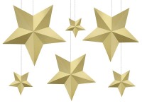 6 goldene DIY Hängedeko Sterne