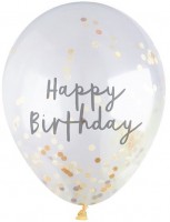 5 Happy Birthday Konfetti Ballons Gold