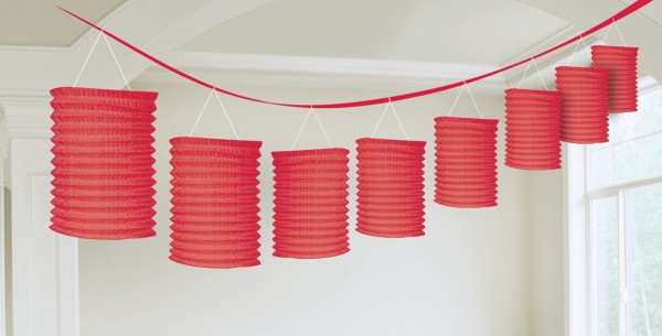 Rote Papier Laternen Girlande 3,65m