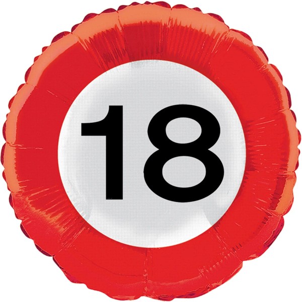 Verkehrsschild 18 Folienballon 45cm