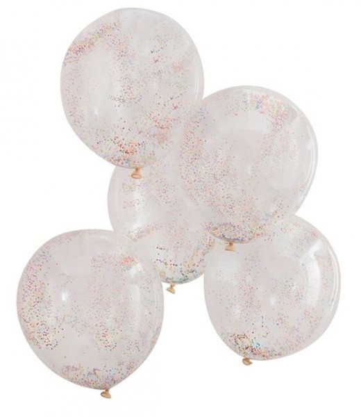 5 Bunte Partymix Konfettiballons 30cm