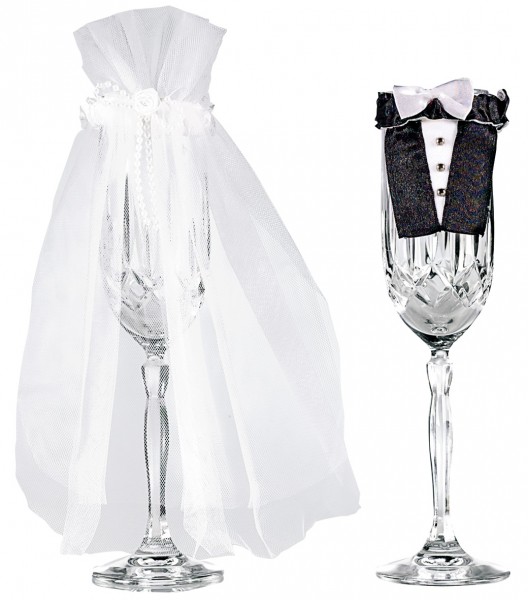 Glas Dekoration Hochzeitspaar 2-teilig