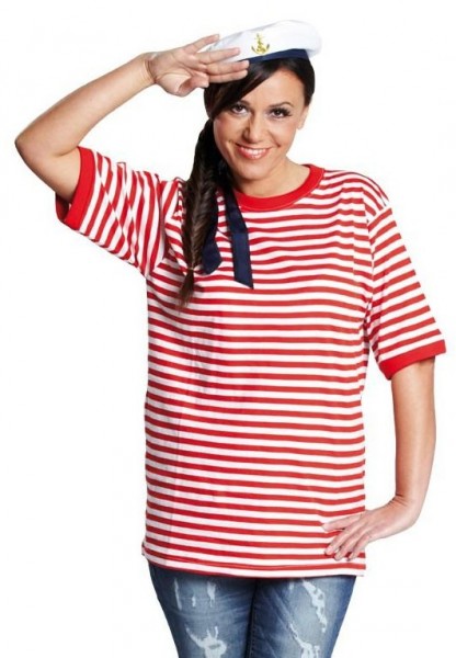Kurzarm Ringelshirt Rot-Weiß Gestreift