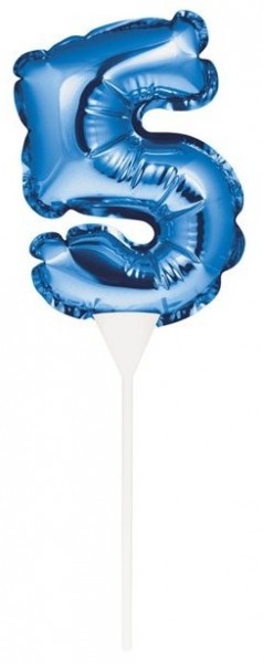 Blaue Zahl 5 Ballon Tortendeko 13cm
