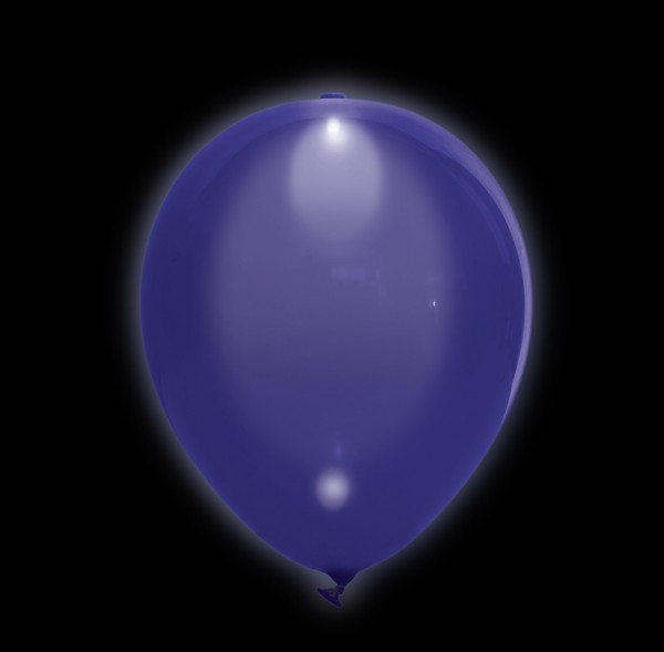 5 Glowing Partynight LED Ballons Blau 23cm