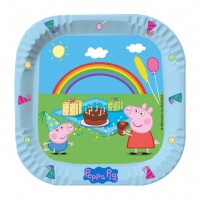 Vorschau: 6 Peppa Wutz Regenbogen Teller 23cm