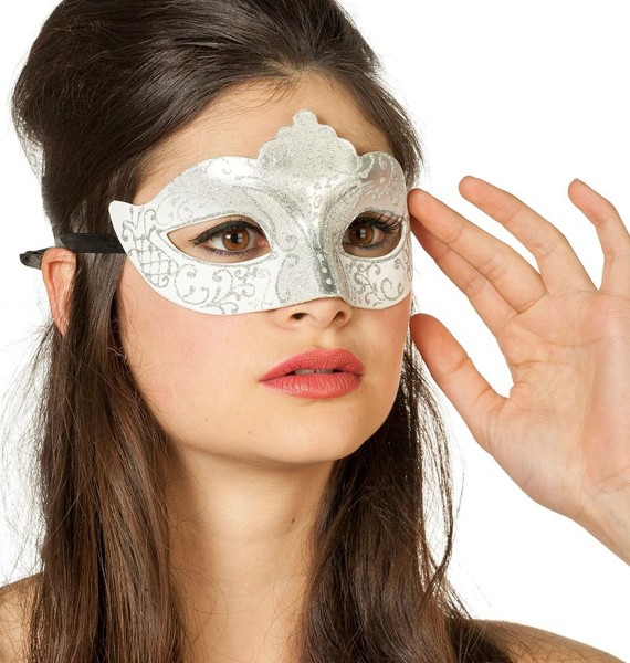 Glitzernde Augenmaske Venezia In Silber