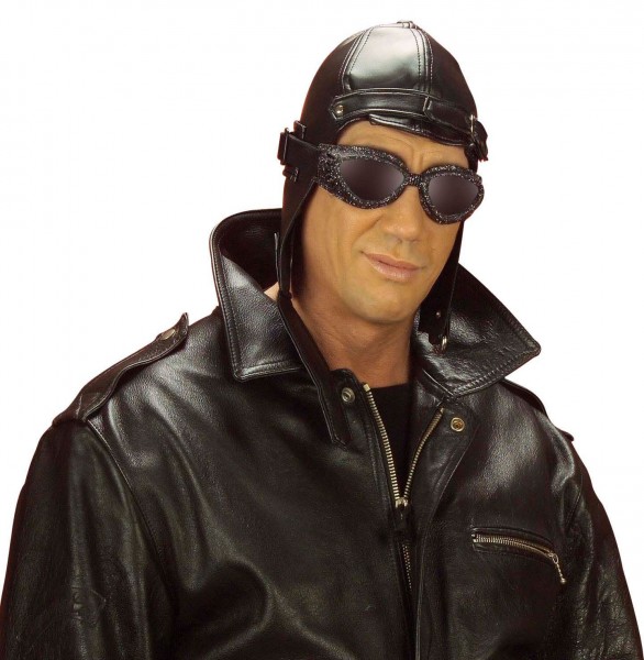 Schwarze Fliegerkappe In Lederoptik