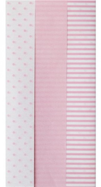 6 Bögen Muster Mix Seidenpapier rosa