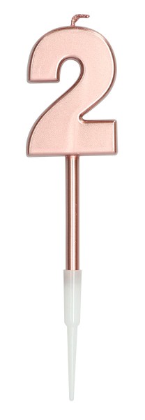 Rosy Blush Zahlenkerze 2 roségold 14cm
