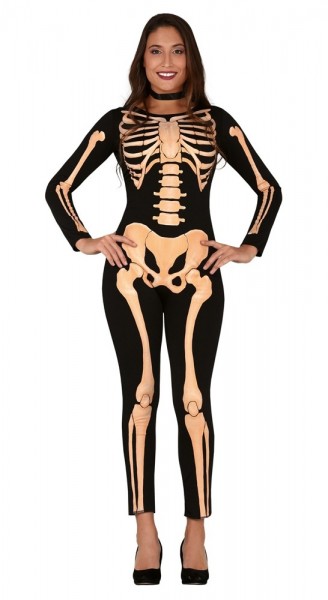Schauriger Skelett Catsuit für Damen