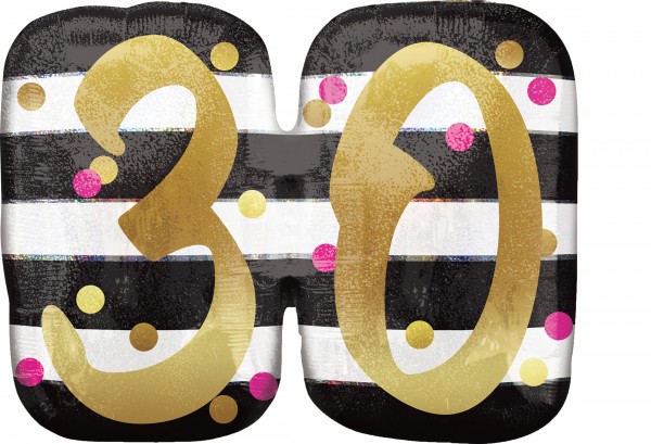 Folienballon 30 black-white-gold