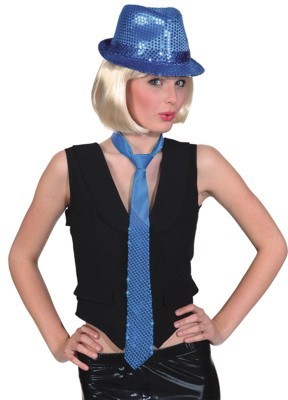 Blaue Glitzer Pailletten Krawatte