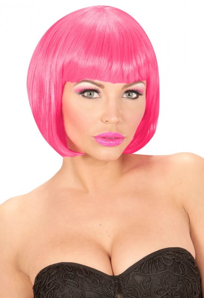 Neonrosa UV-peruk Bob 3