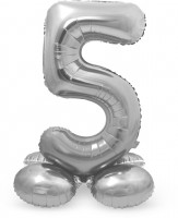 Zahl 5 Ballon silber 72cm