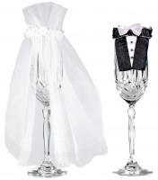 Glas Dekoration Hochzeitspaar 2-teilig