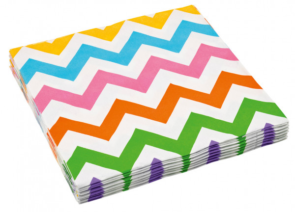 20 Partytime Papier Servietten bunte Zacken