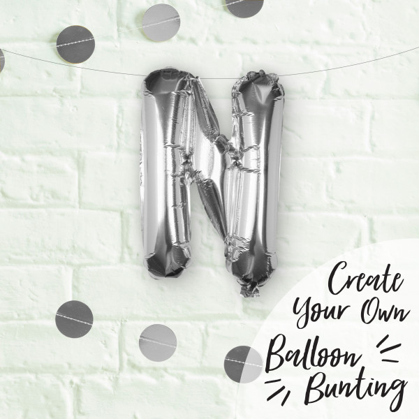 Silberner N Buchstaben Folienballon 40cm