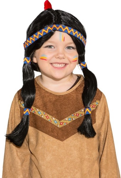Indianer Zöpfchen Perücke Mit Feder Für Kinder