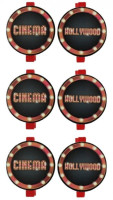 6 Hollywood Glasdekorationen Kinohit 4cm