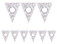 Florale Wimpelkette Silber 7,9m