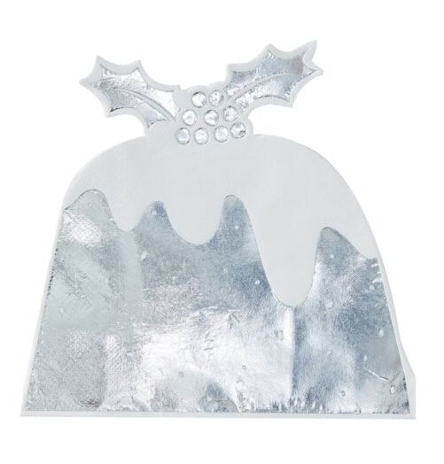 16 Frosty Christmas Pudding Servietten