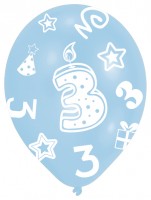 Vorschau: 6 bunte Luftballons 3.Geburtstag 27,5 cm