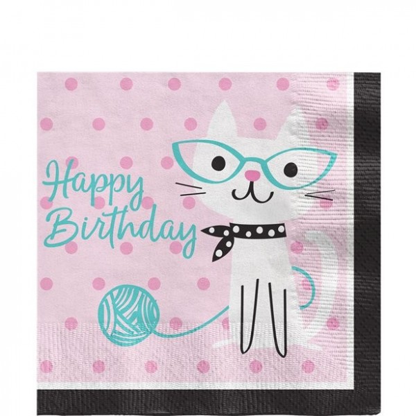 16 Katzen Hotel Birthday Servietten 33cm