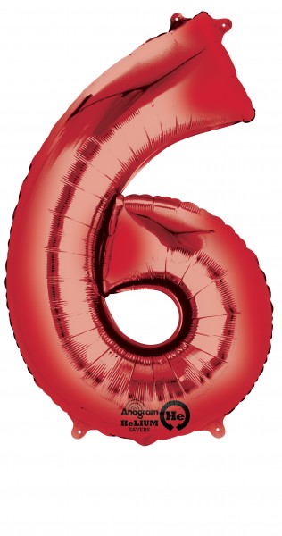 Zahlenballon 6 Rot 88cm