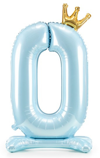 Babyblue Zahl 0 stehender Folienballon