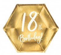 6 Glossy 18th Birthday Teller 20x17cm