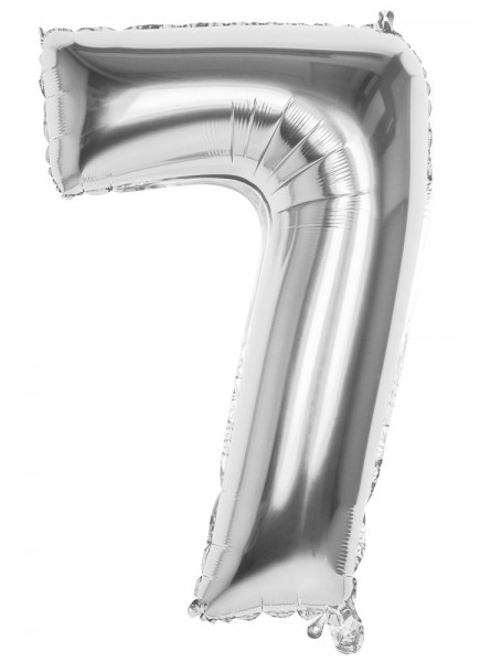 Folienballon Zahl 7 silber metallic 86cm