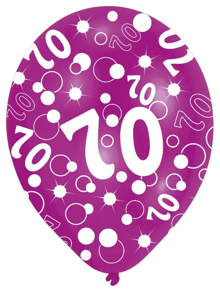 6 bunte Luftballons 70.Geburtstag 27,5cm 6
