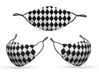 Mund Nasen Maske Harlekin weiß-schwarz