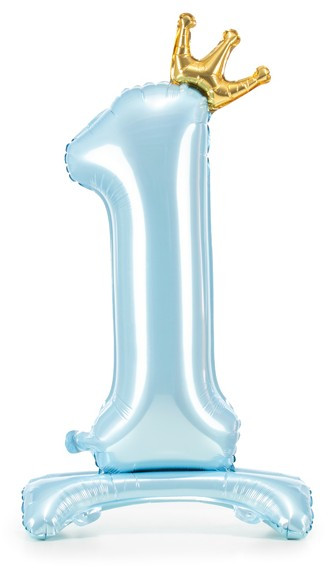 Babyblue Zahl 1 stehender Folienballon