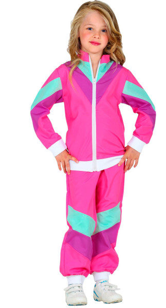 80er Jahre Jogginganzug für Kinder pink 4