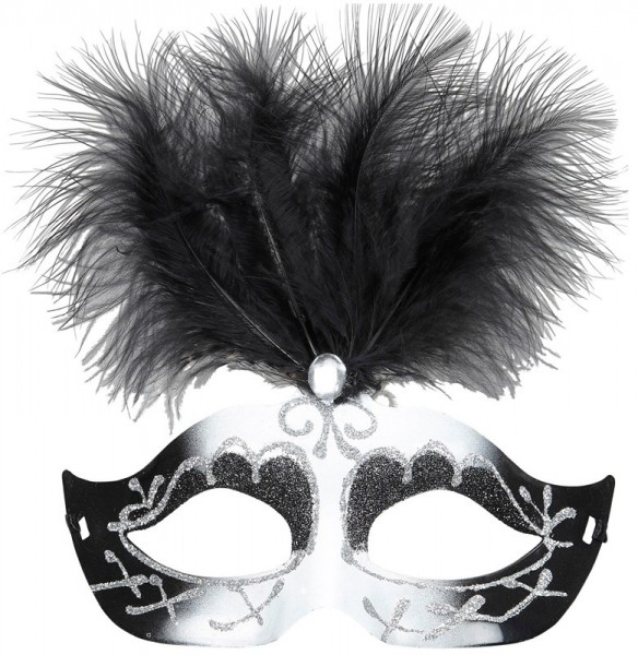 Silberne Augenmaske Whitney Beauty Mit Federn