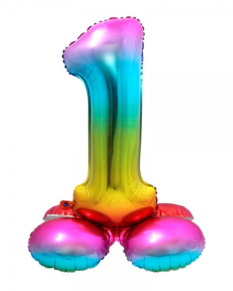 Regenbogen Zahl 1 Ballon 72cm