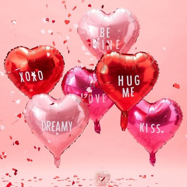 6 DIY Valentine Message Ballons 45cm
