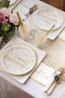 20 Joyeux Anniversaire Servietten weiß-gold 25cm